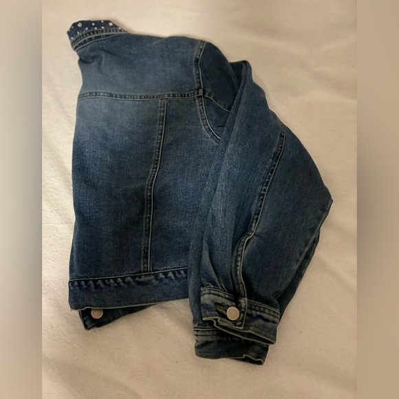 Studded Rhinestone Look Jean Jacket - Picture 2 of 7